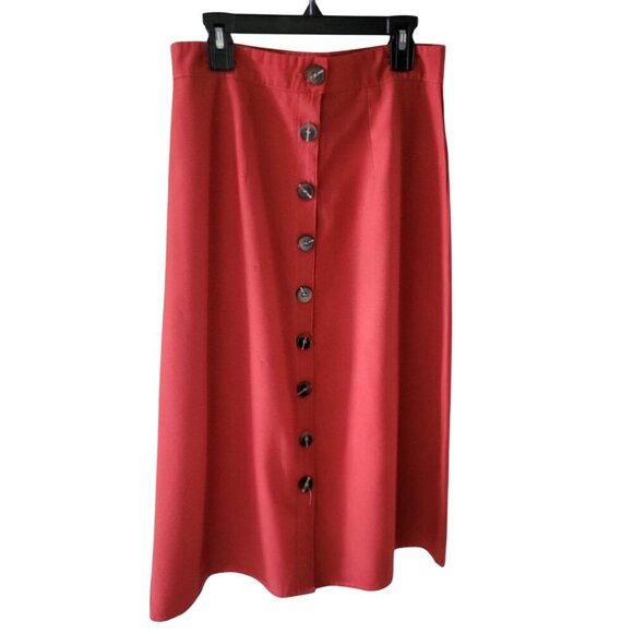Nasty Gal Collection Rust Orange Button-Front Midi Skirt Women's Sz 6 Polyester - Picture 2 of 7